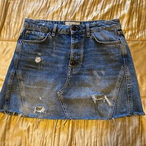 We The Free Blue Distressed Mini Skirt